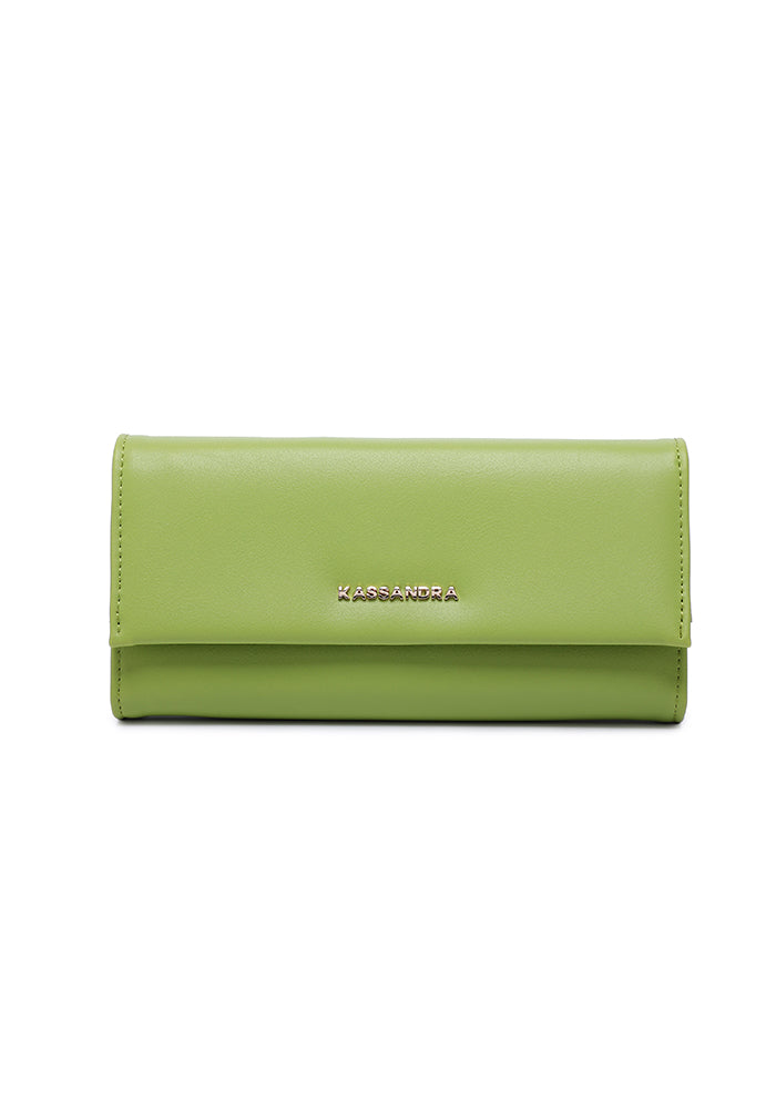 KASSANDRA Elegant Long Leather Wallet Green