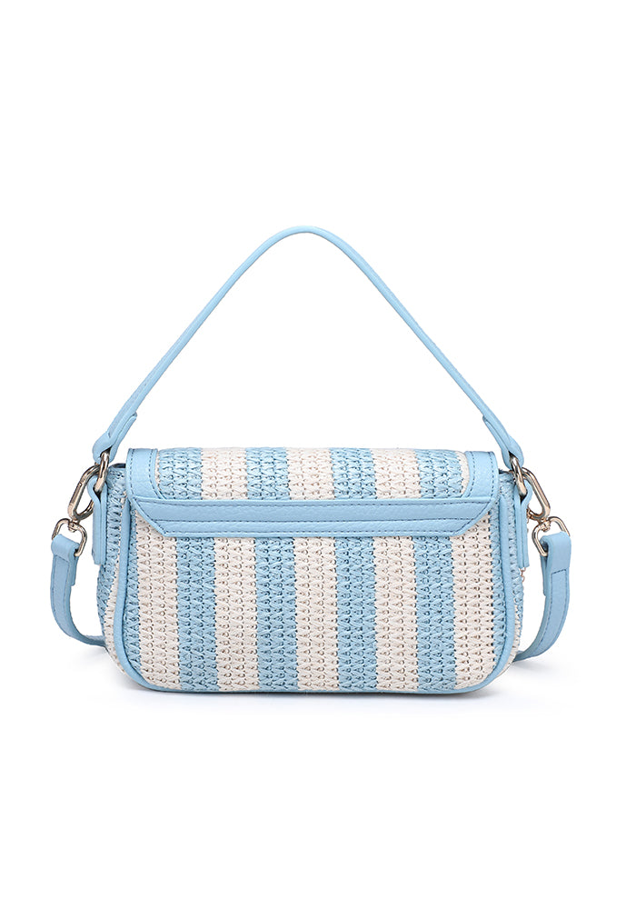 KASSANDRA Stylish Striped Woven Shoulder Bag with Elegant Turn Lock