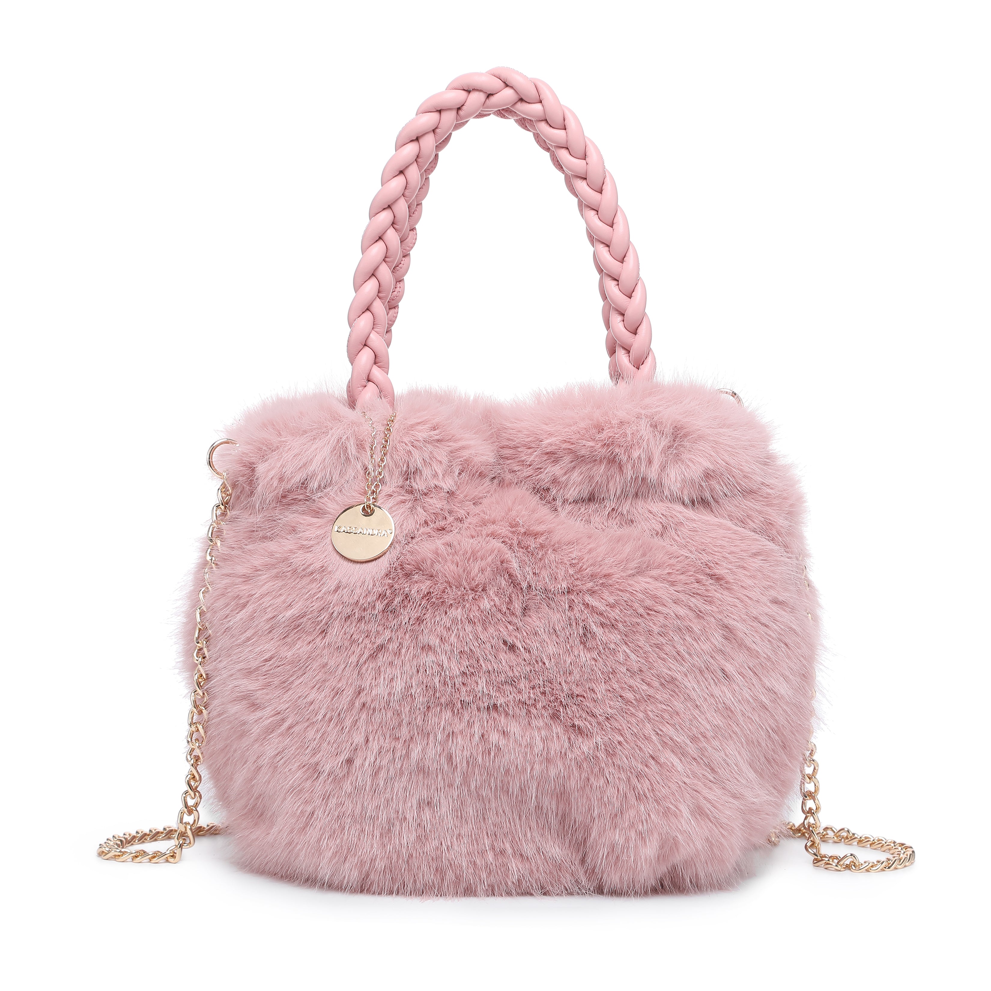 Mini Faux Fur Tote with Braided Handle