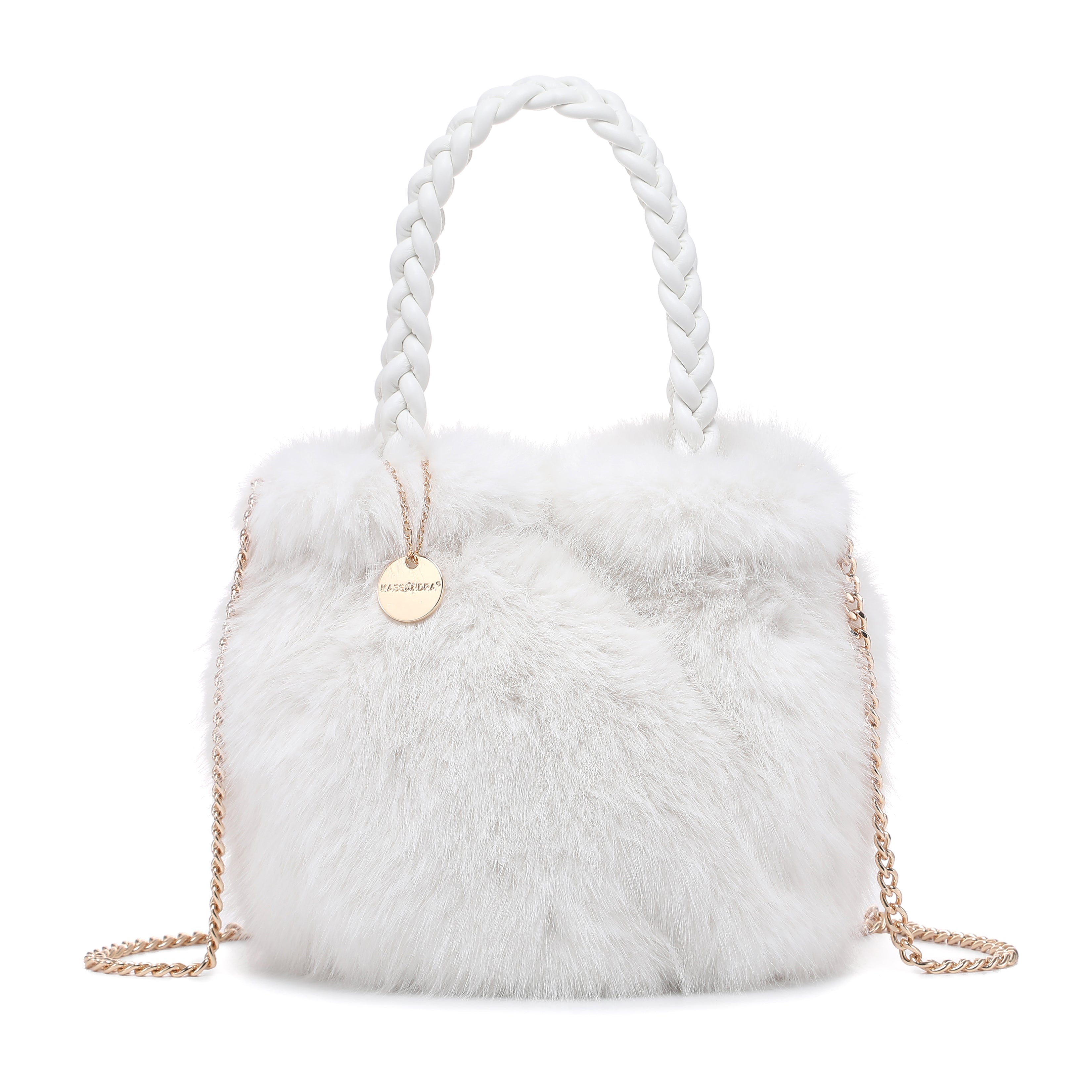 Mini Faux Fur Tote with Braided Handle