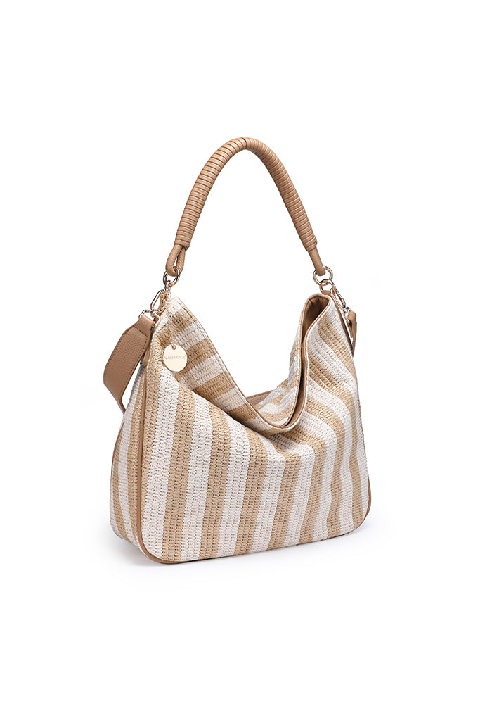 Sophisticated Striped Hobo Bag with Elegant Shoulder Strap