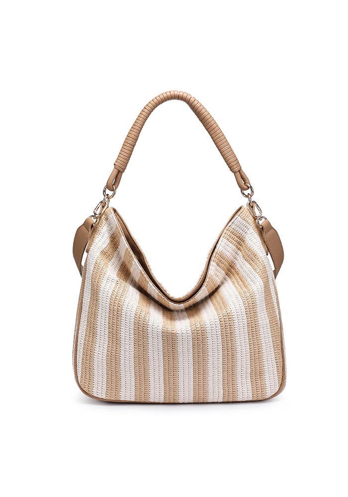 Sophisticated Striped Hobo Bag with Elegant Shoulder Strap
