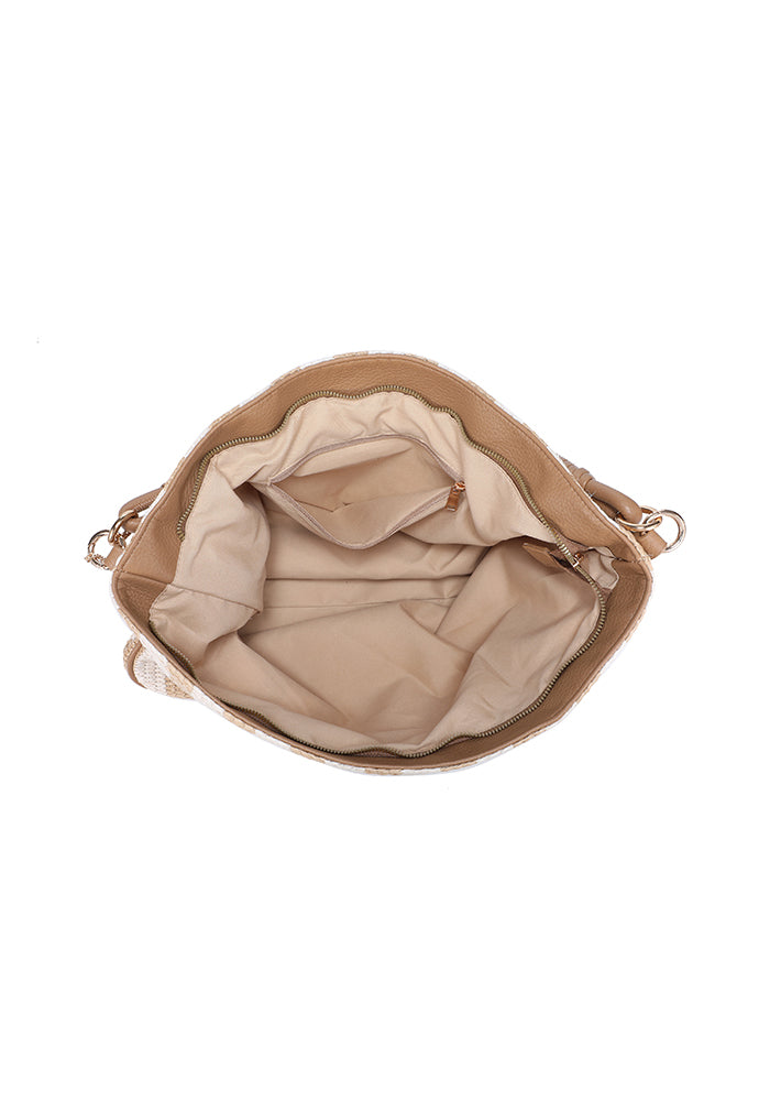 Sophisticated Striped Hobo Bag with Elegant Shoulder Strap