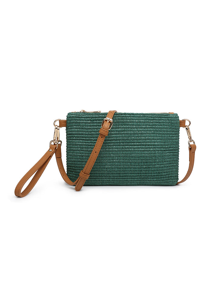 KASSANDRA Vibrant Straw Crossbody Bag Green