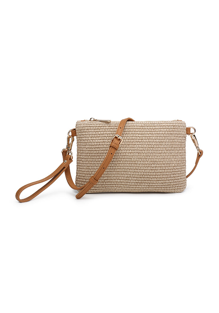 KASSANDRA Vibrant Straw Crossbody Bag Bronze
