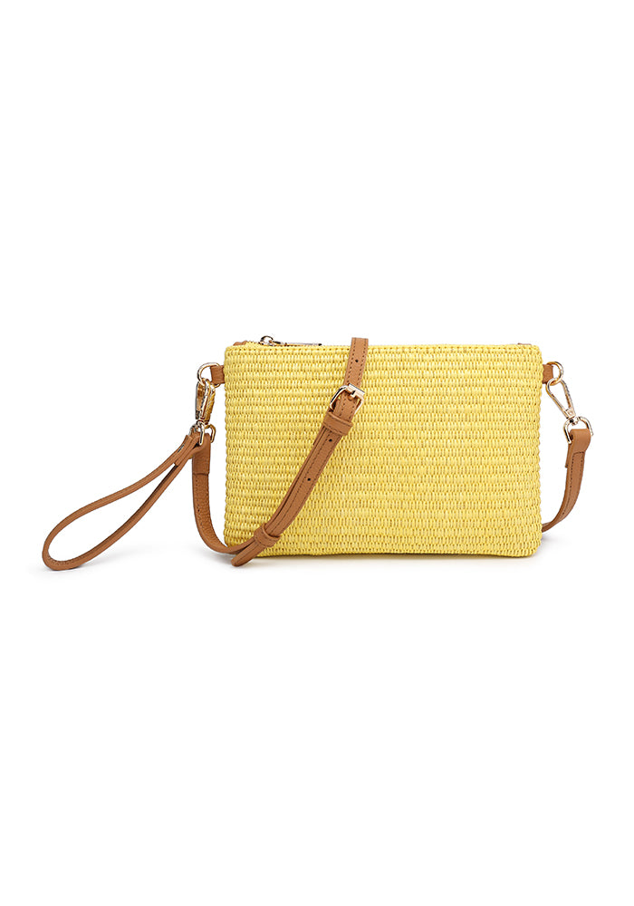 KASSANDRA Vibrant Straw Crossbody Bag Yellow
