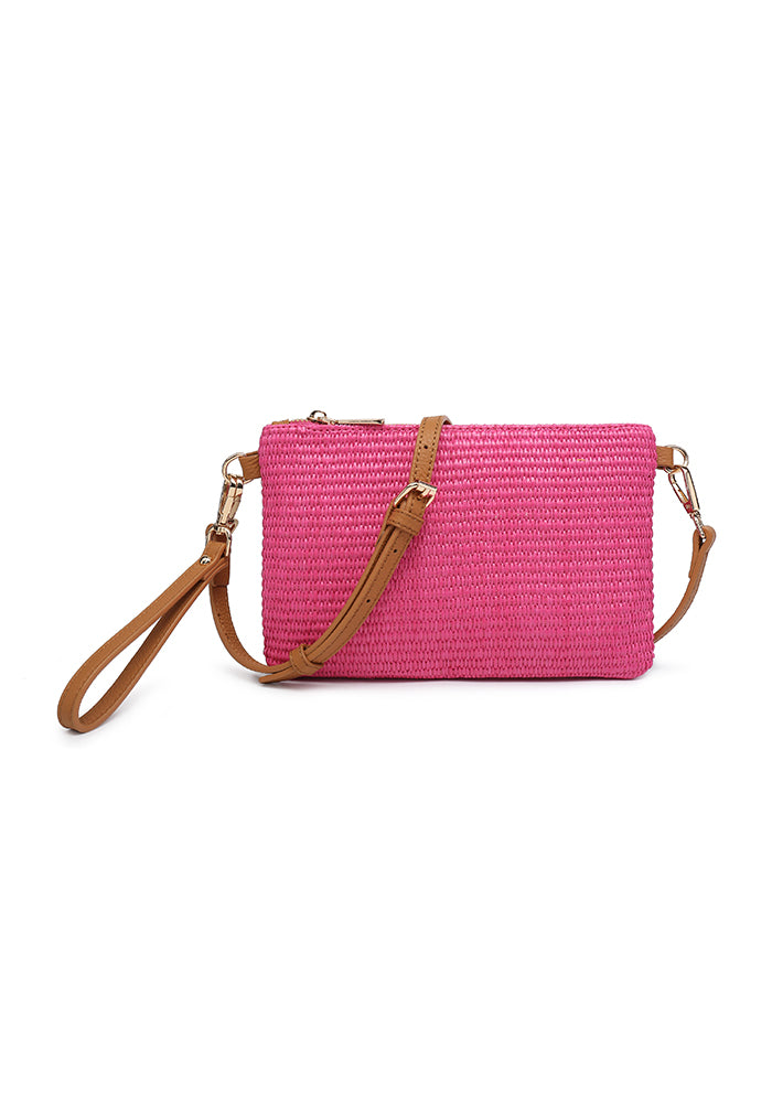 KASSANDRA Vibrant Straw Crossbody Bag Red