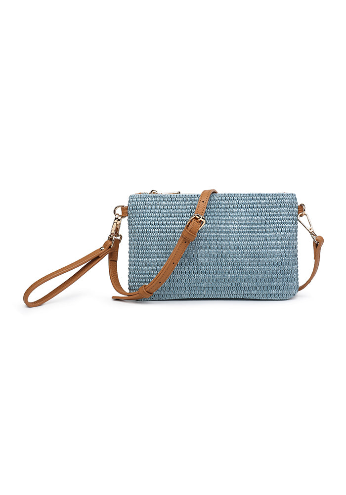 KASSANDRA Vibrant Straw Crossbody Bag Navy