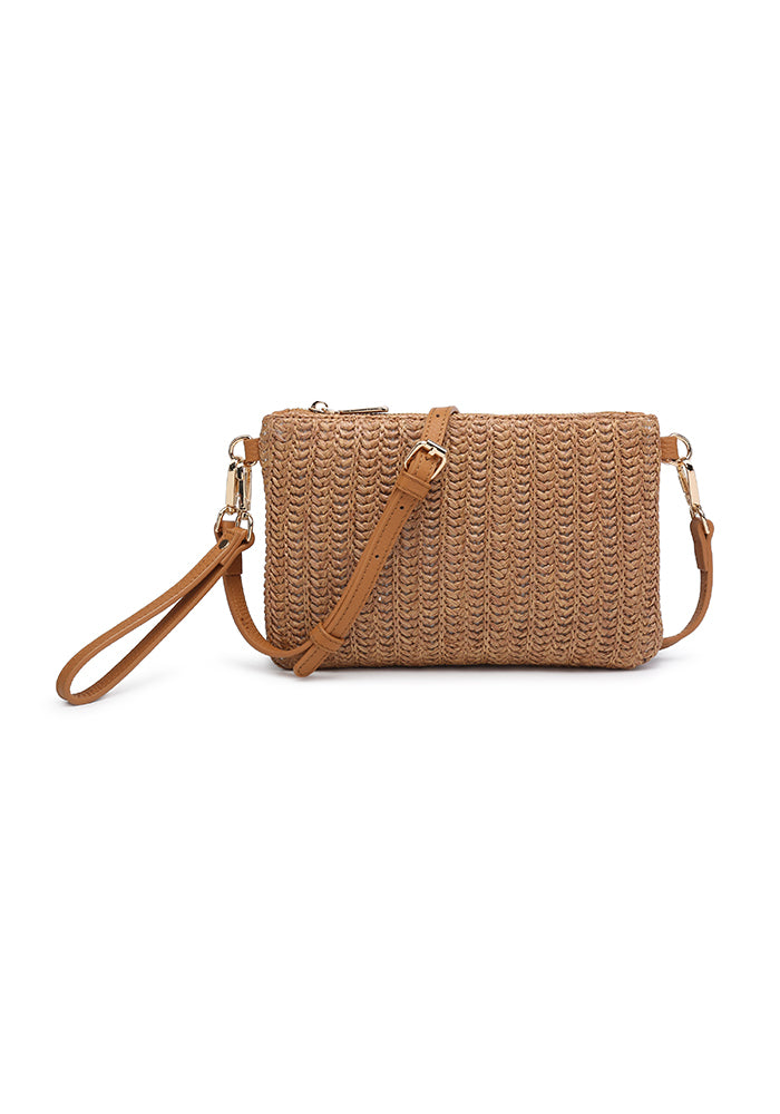 KASSANDRA Casual Chic Straw Crossbody Bag Dark Brown