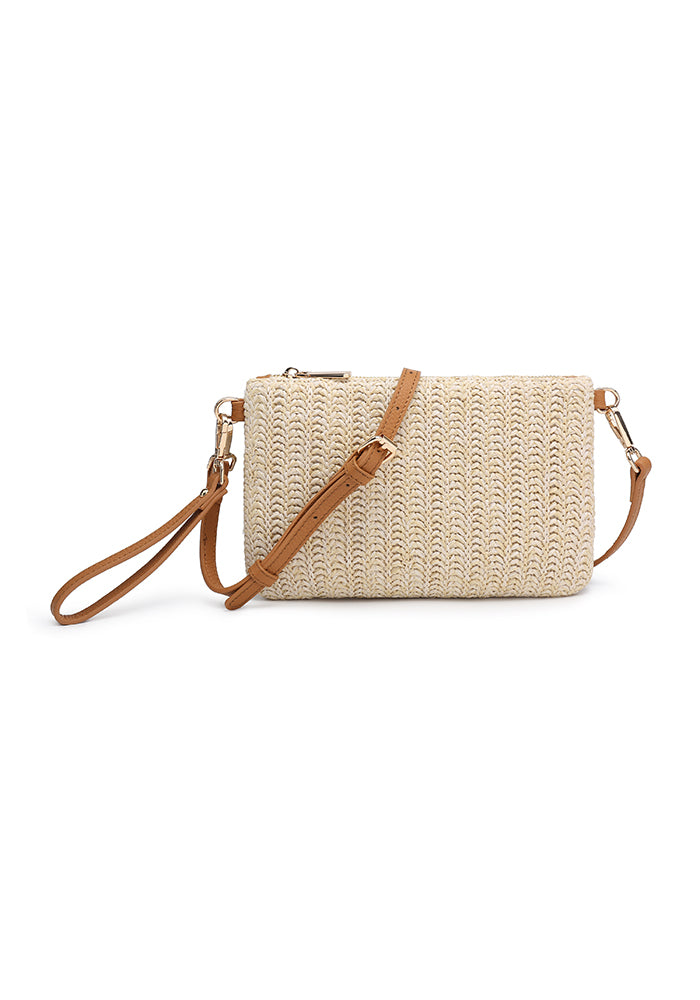 KASSANDRA Casual Chic Straw Crossbody Bag Beige