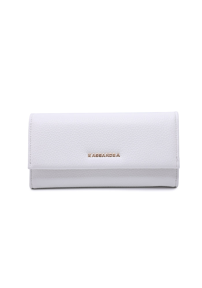 KASSANDRA Classic Long Leather Wallet White