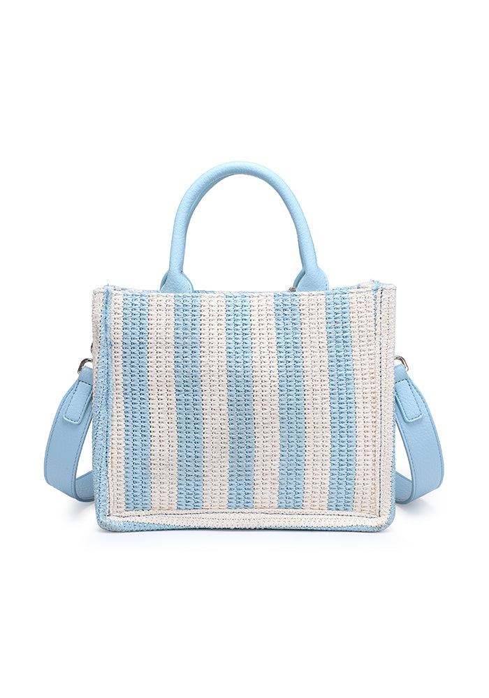 Chic Striped Woven Mini Tote Bag
