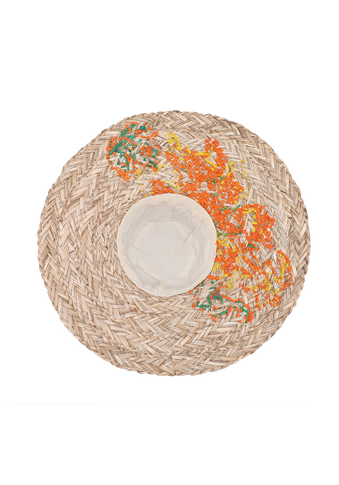 KASSANDRA Vibrant Floral Embroidered Straw Hat
