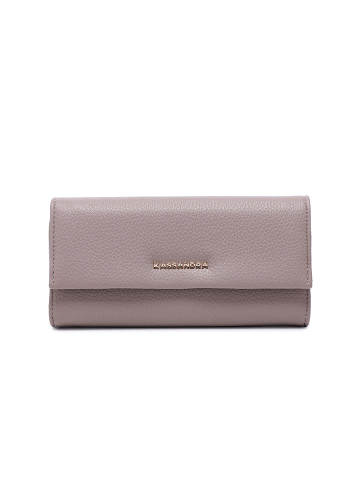 KASSANDRA Classic Long Leather Wallet Light Brown