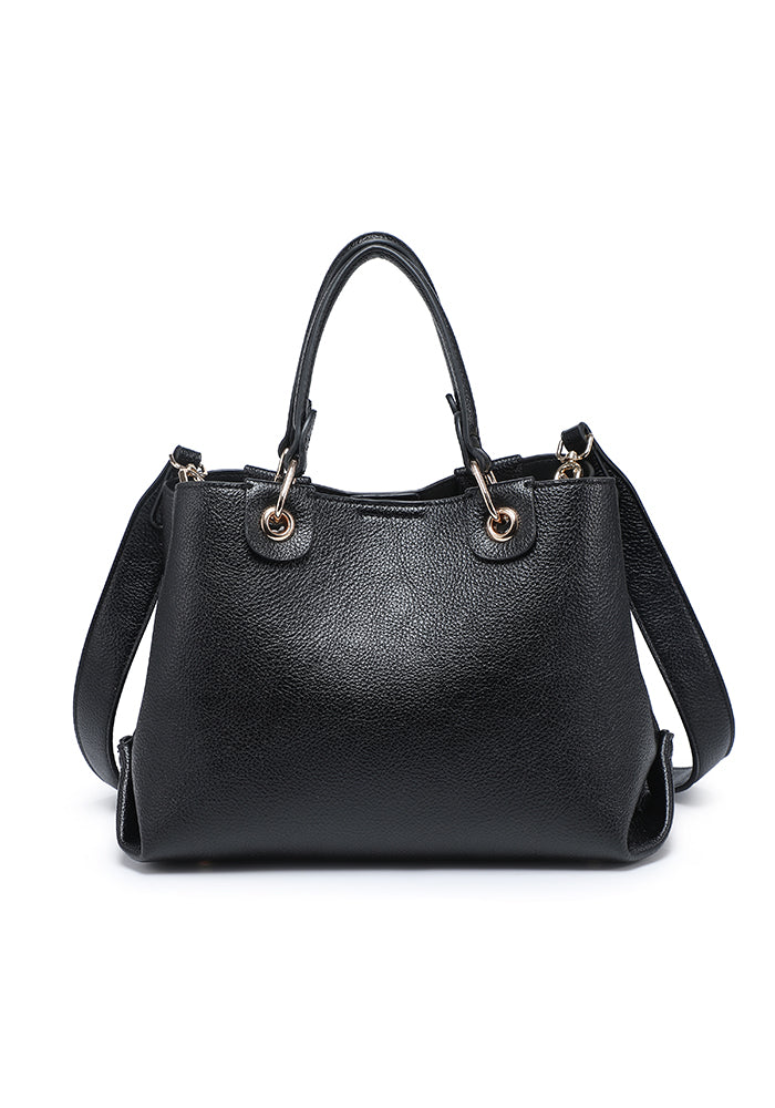 Pebbled Ring-Handle Mini Work Satchel