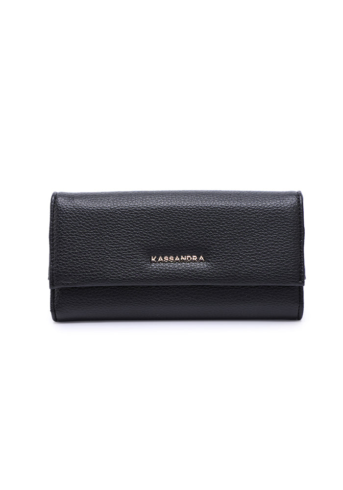 KASSANDRA Classic Long Leather Wallet Black