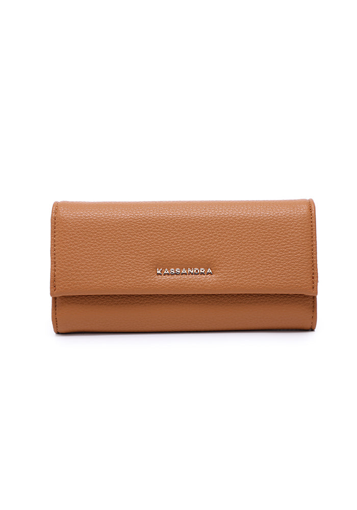 KASSANDRA Classic Long Leather Wallet Taupe