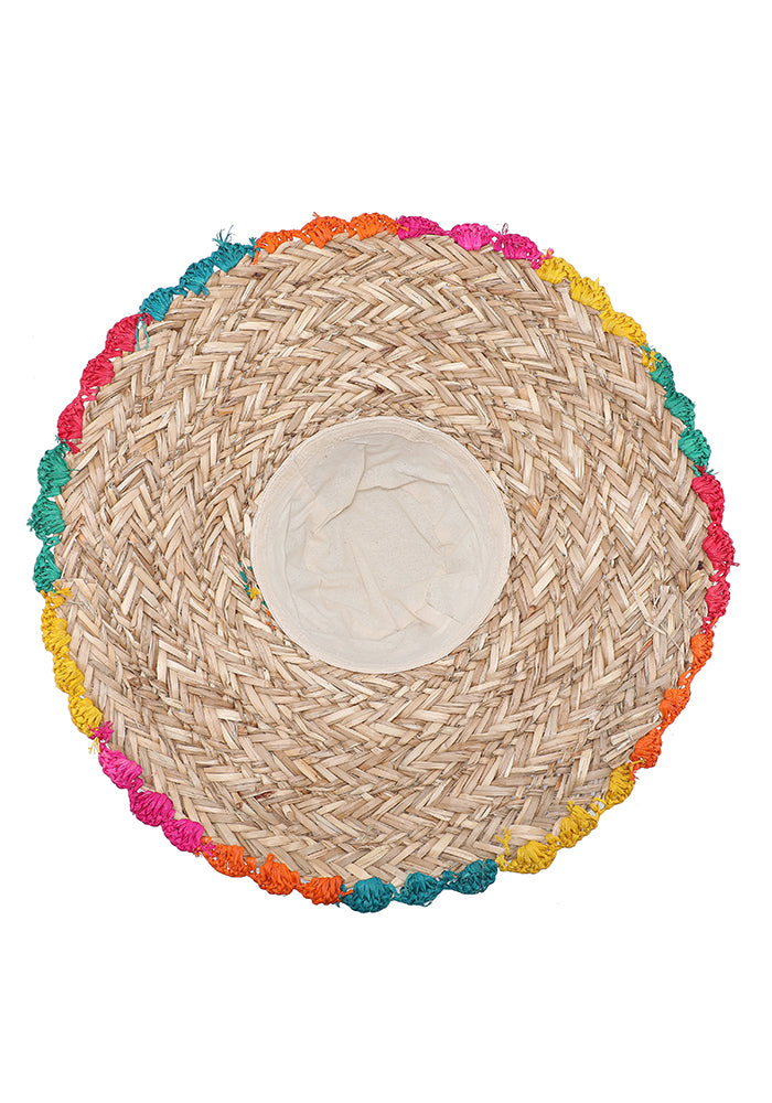 Colorful Floral Embroidered Straw Hat