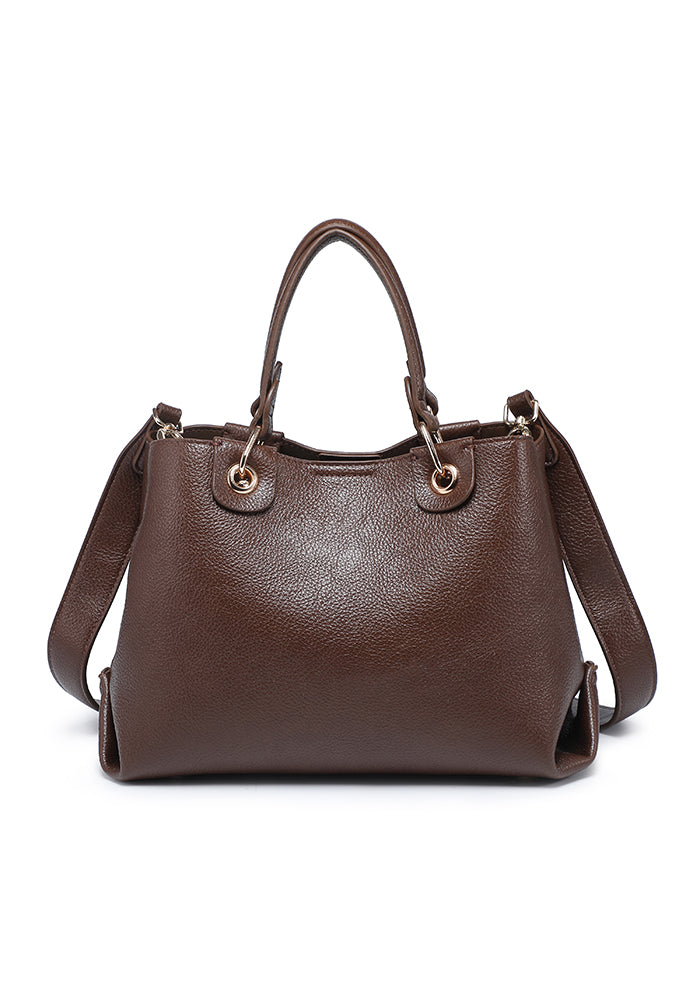 Pebbled Ring-Handle Mini Work Satchel
