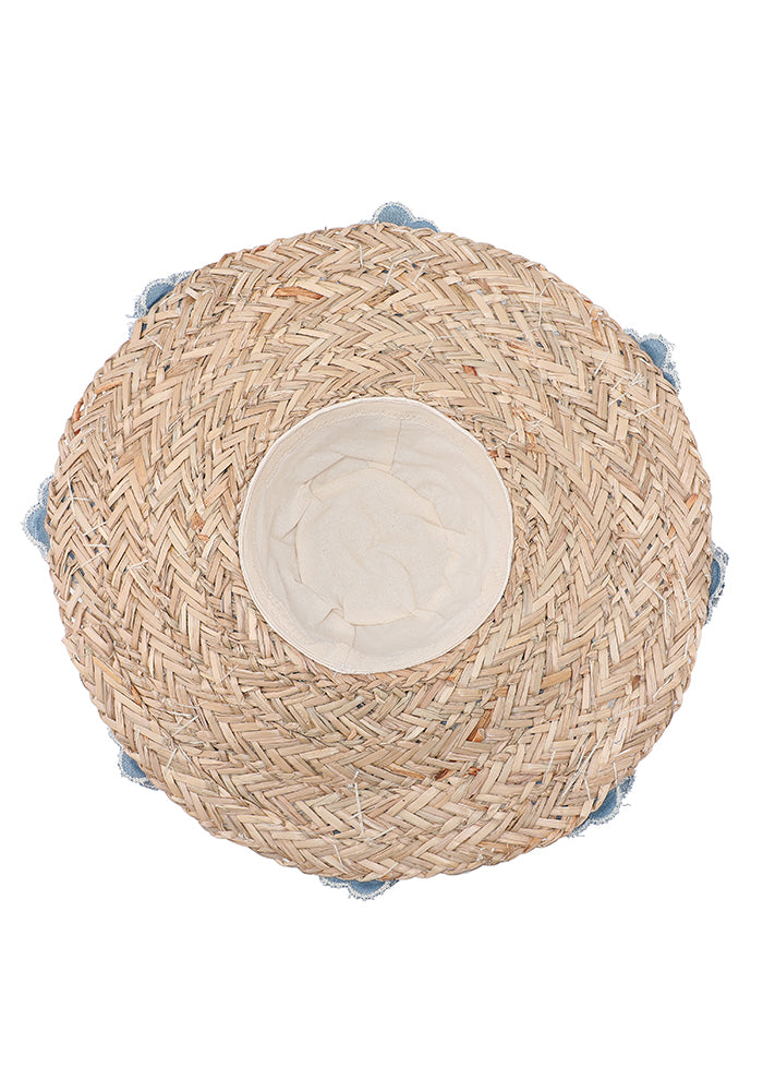 KASSANDRA Elegant Floral Lace Embellished Straw Hat