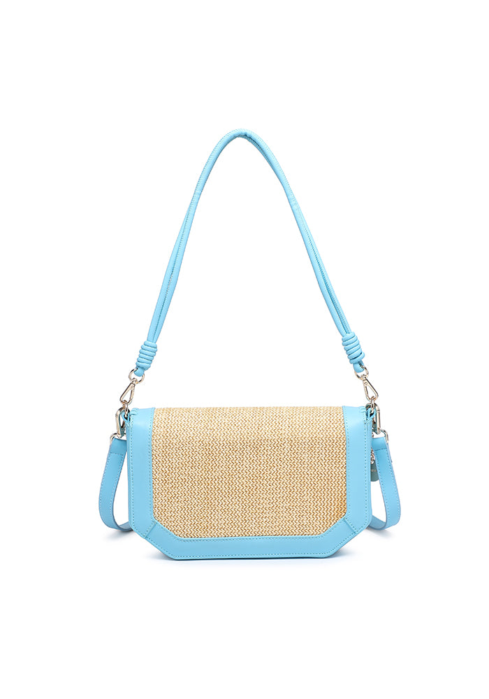 Woven Flap Shoulder Bag with Contrast Trim
