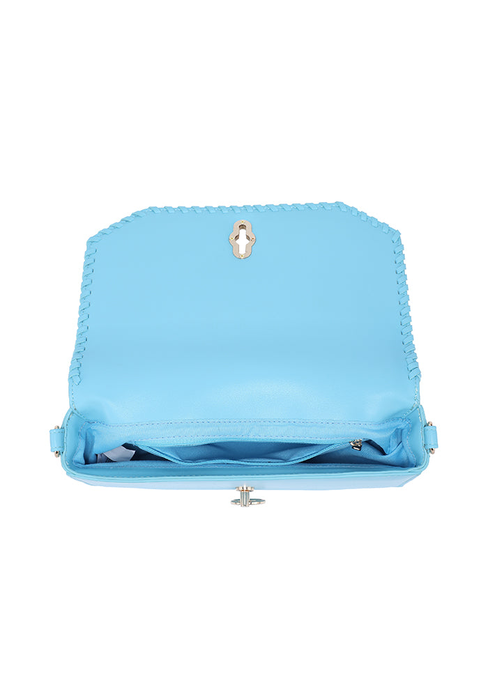 Woven Flap Shoulder Bag with Contrast Trim