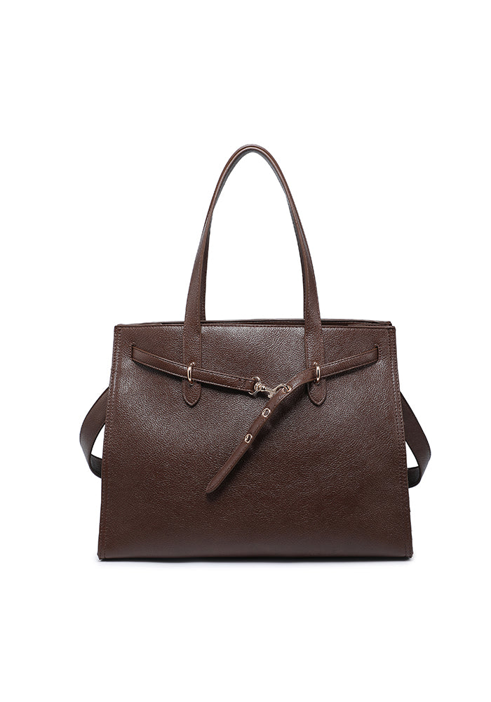 Pebbled Belted Work Tote