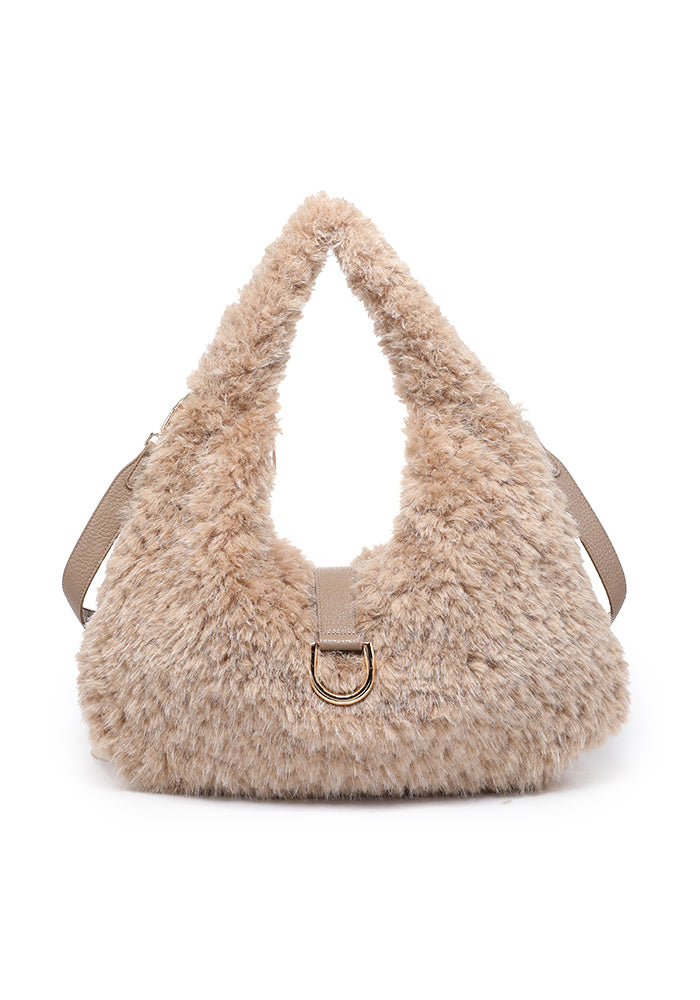 Teddy Bouclé D-Ring Hobo Shoulder Bag