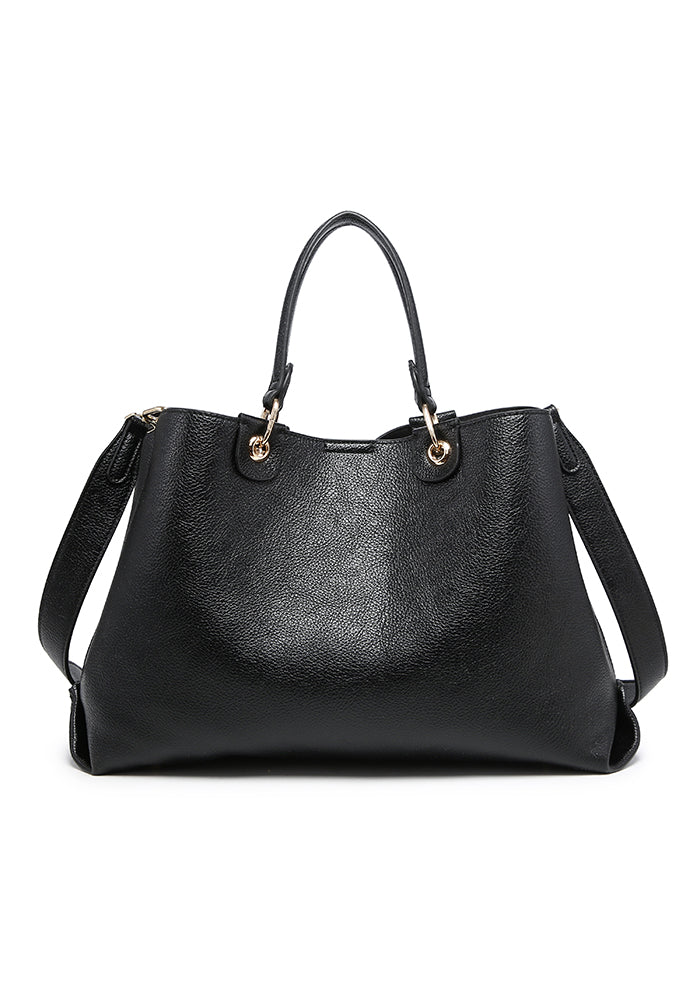 Borsa da lavoro con manico a occhiello effetto zigrinato