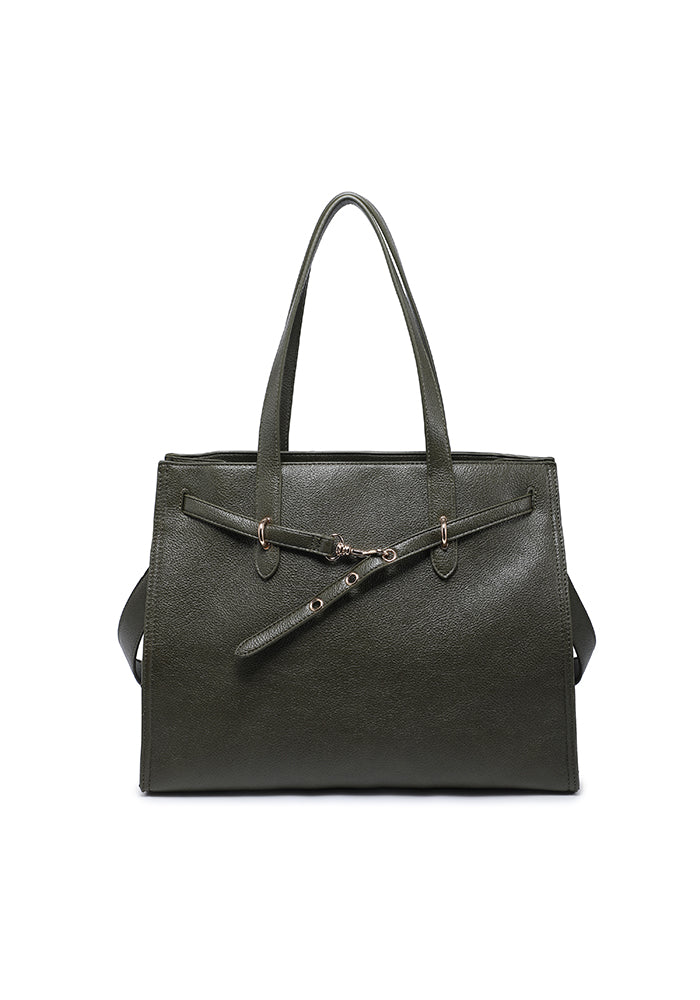 Pebbled Belted Work Tote