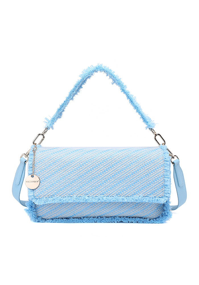 KASSANDRA Fringed Flap Shoulder Bag Navy