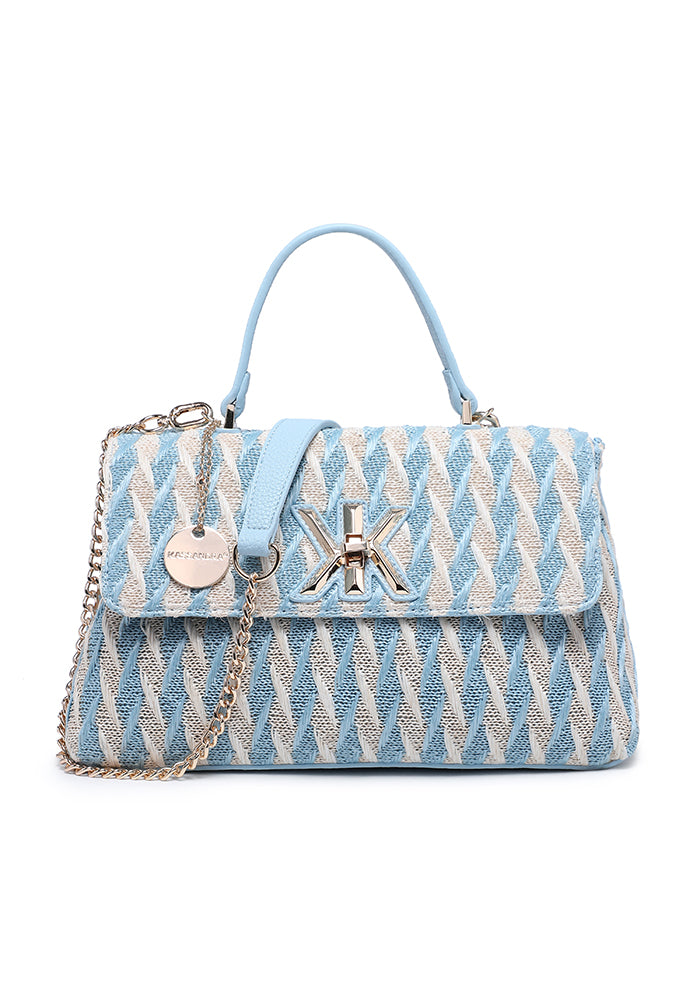 Elegant Geometric Patterned Flap Shoulder Bag