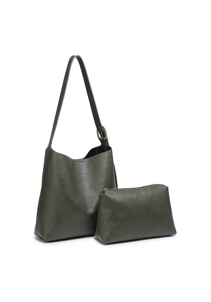 Pebbled Slouchy Hobo Tote with Pouch