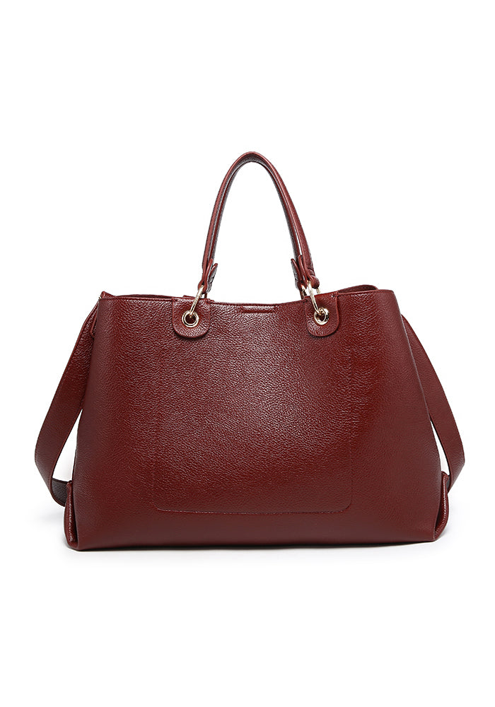 Borsa da lavoro con manico a occhiello effetto zigrinato