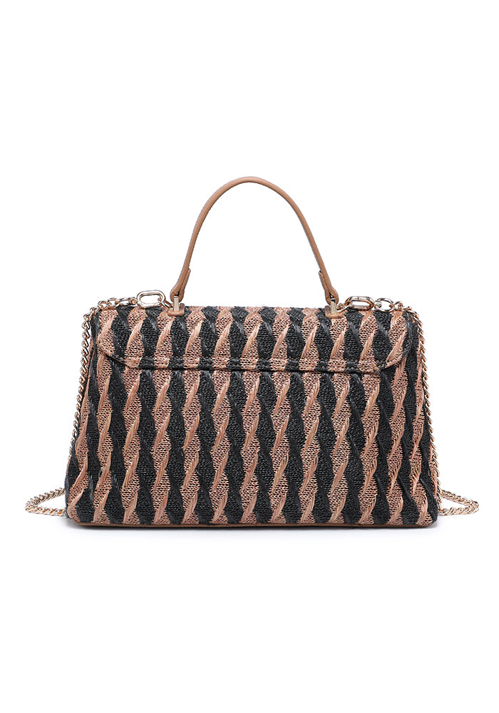 Elegant Geometric Patterned Flap Shoulder Bag