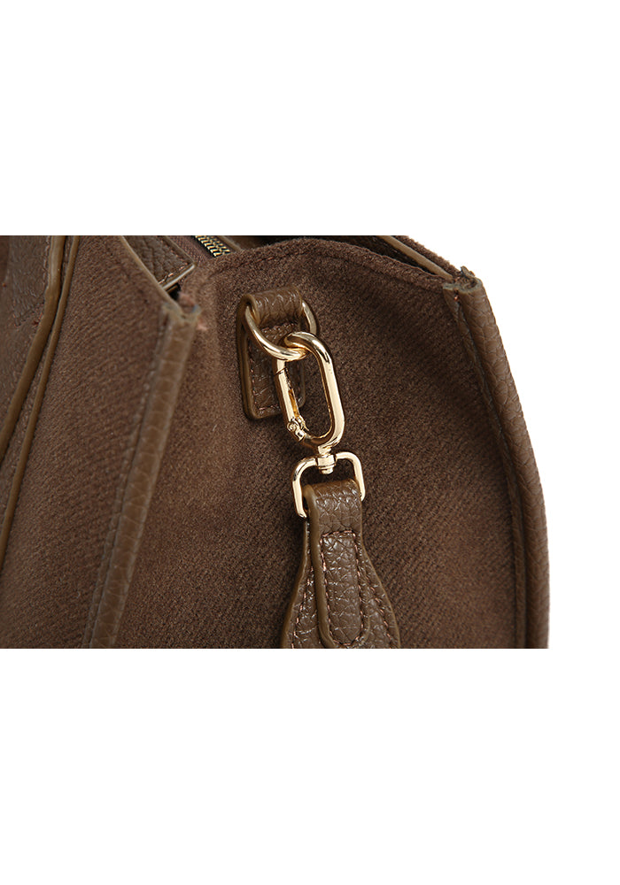 Borsa tote strutturata con finiture in pelle scamosciata e goffrata