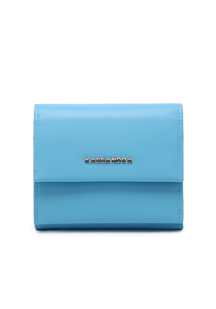 KASSANDRA Compact Leather Fold Wallet Navy