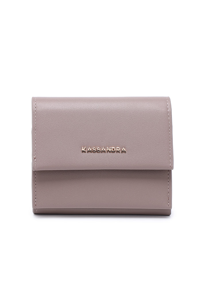 KASSANDRA Compact Leather Fold Wallet Light Brown
