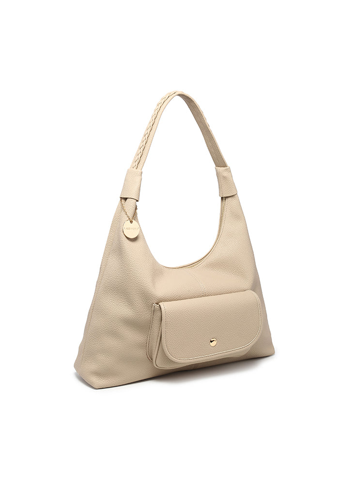 Minimalist Sleek Hobo Bag in Soft Pebbled Leather