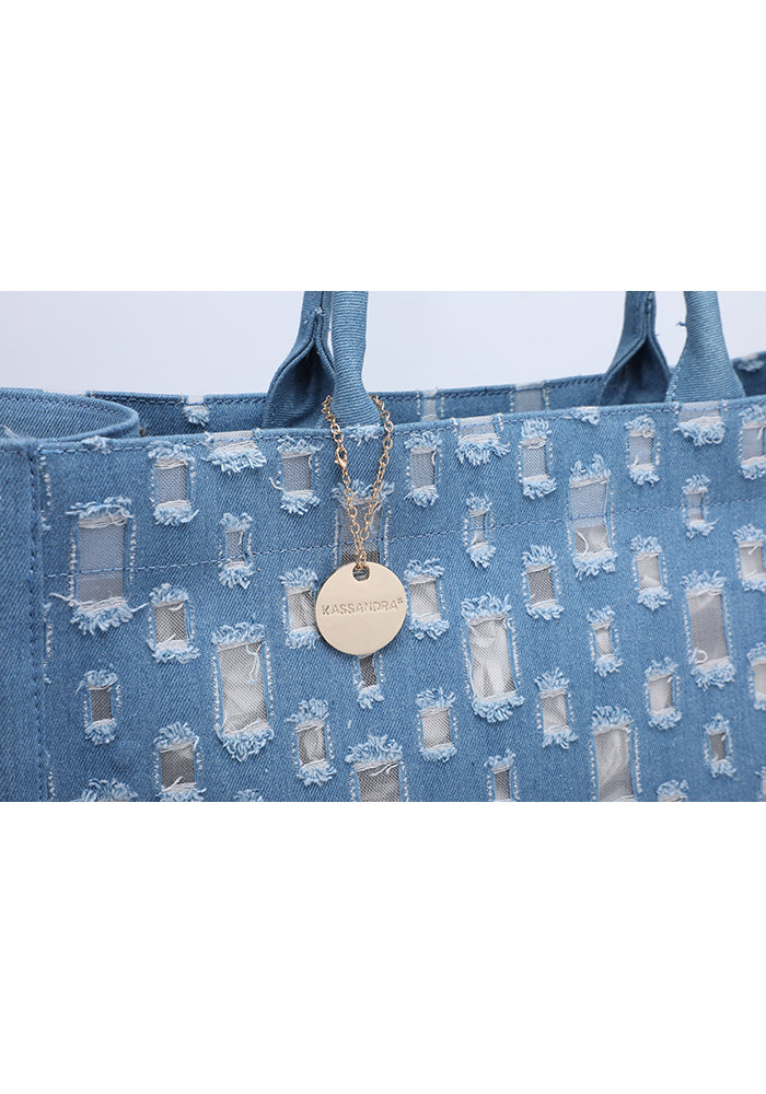 KASSANDRA Striped Woven Clutch Bag with Wooden Frame