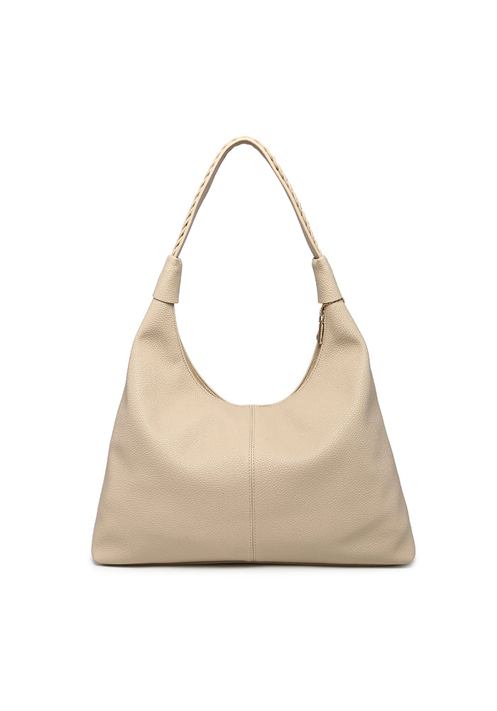 Minimalist Sleek Hobo Bag in Soft Pebbled Leather