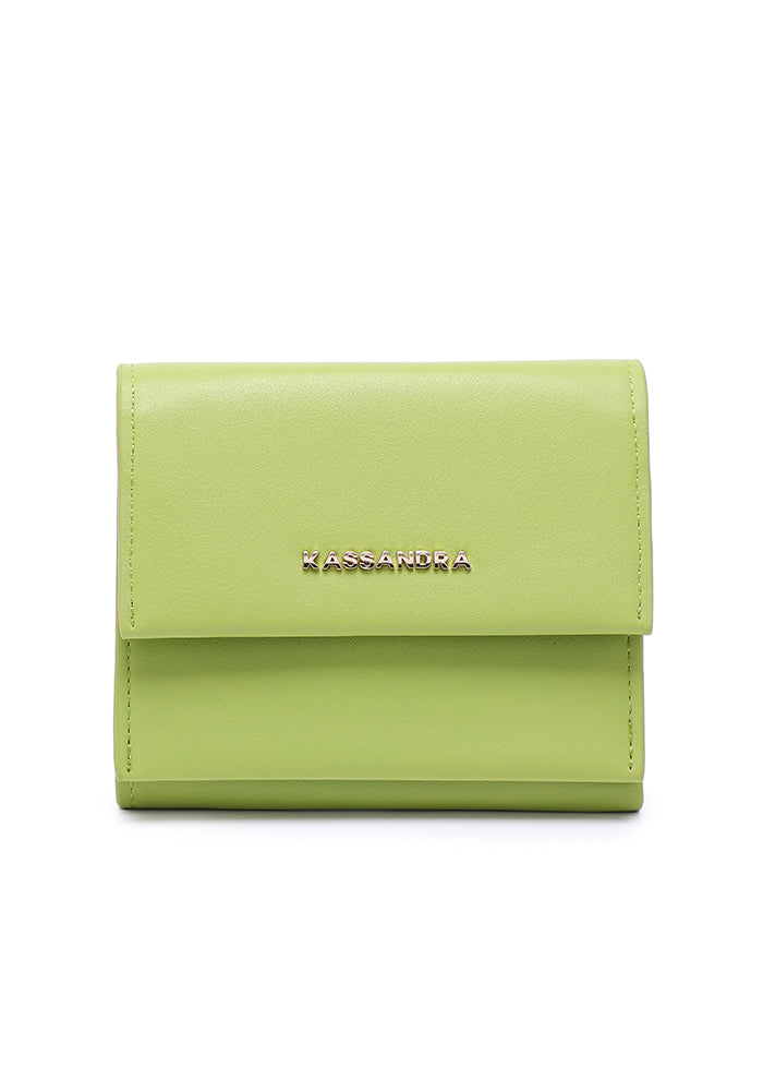 KASSANDRA Compact Leather Fold Wallet Green