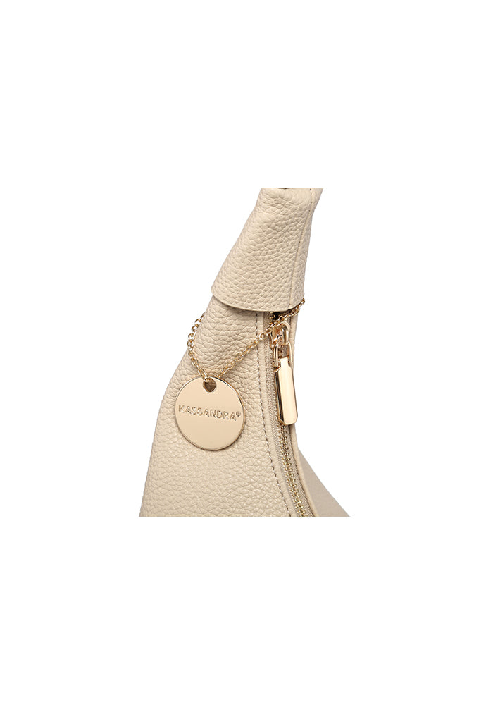 Minimalist Sleek Hobo Bag in Soft Pebbled Leather
