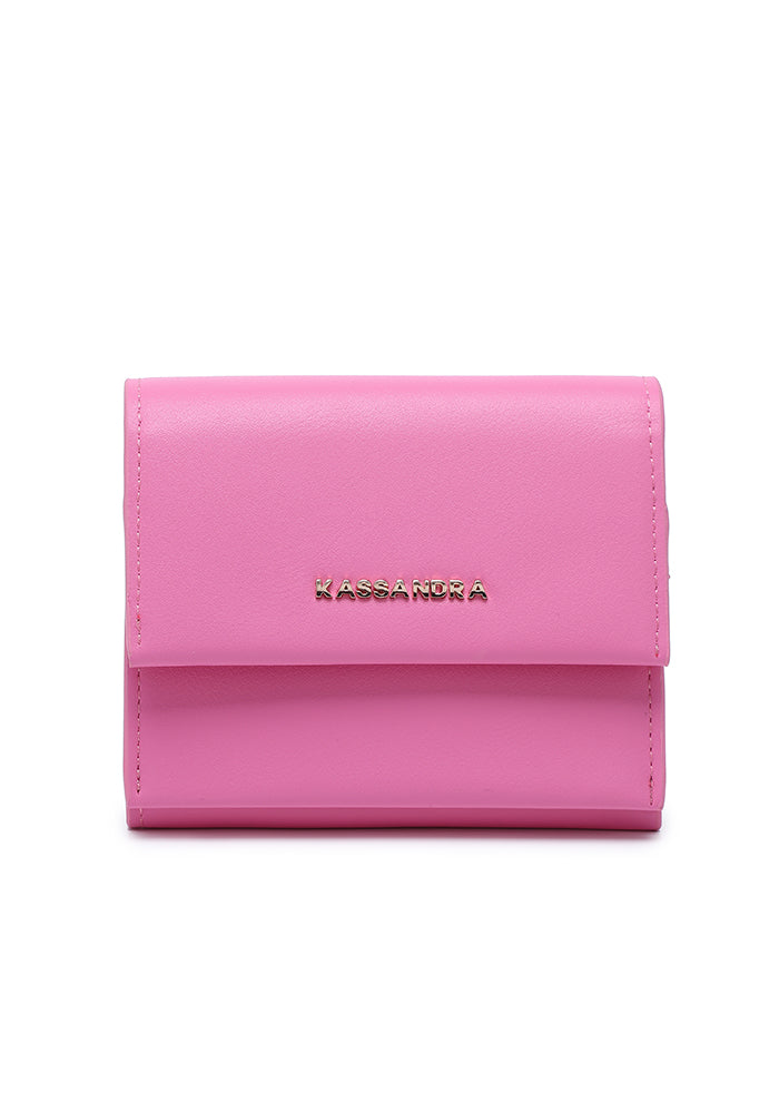 KASSANDRA Compact Leather Fold Wallet Pink