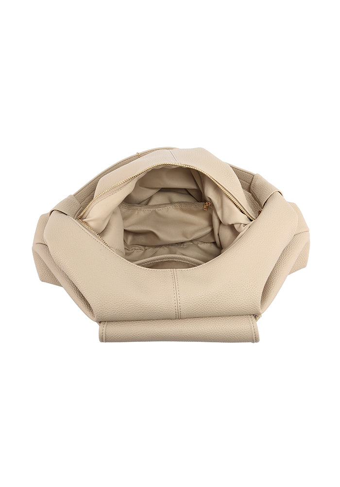 Minimalist Sleek Hobo Bag in Soft Pebbled Leather