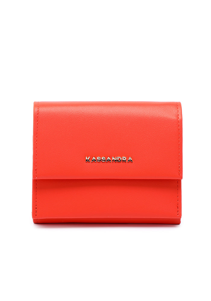 KASSANDRA Compact Leather Fold Wallet Orange