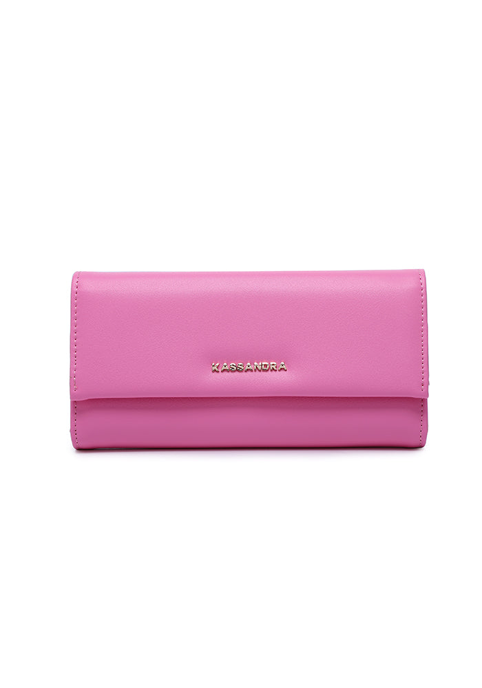 KASSANDRA Elegant Long Leather Wallet Pink