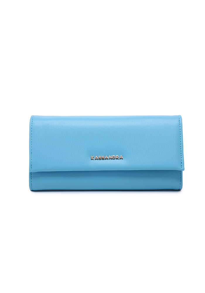 KASSANDRA Elegant Long Leather Wallet Navy