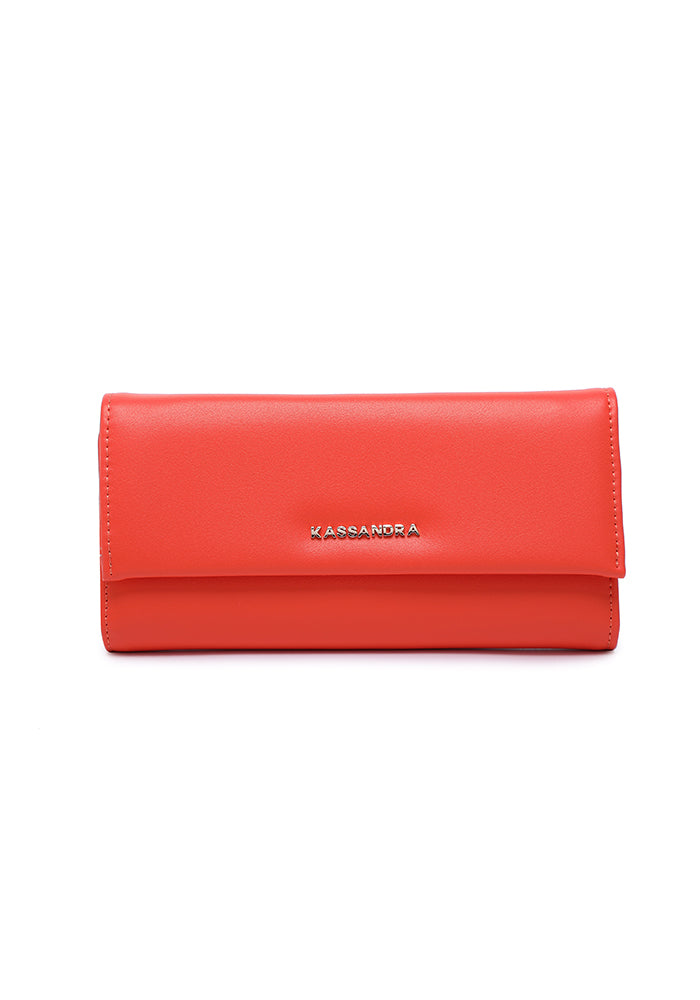 KASSANDRA Elegant Long Leather Wallet Orange
