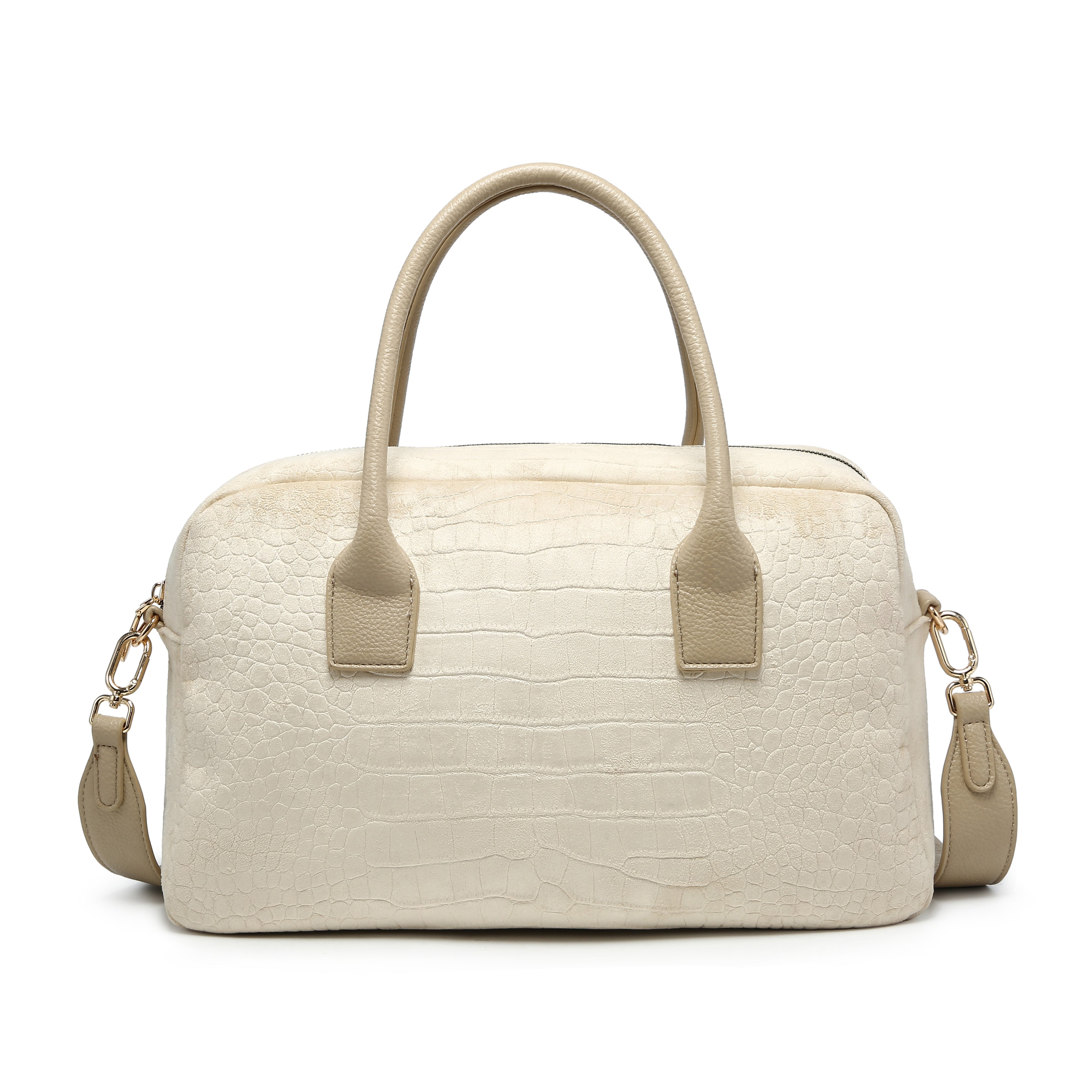 KASSANDRA Classic Croc Satchel Bag Beige